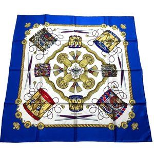 HERMES Multicolor "LES TAMBOURS" Carre 35”x35”/90 Silk 100% Scarf #1333